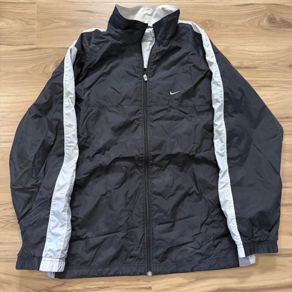 Vintage y2K 00s Nike black windbreaker jacket full zip swoosh Size Large